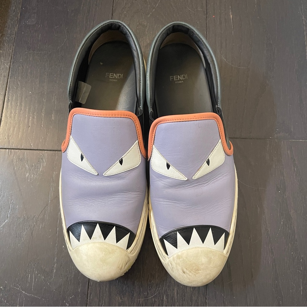 Fendi sneaker slip on leather shoe women size 39.5